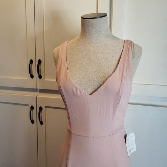 Show me your MUMU womans Jen Maxi dress in Chiffon dusty blush size sma… - Picture 3 of 12